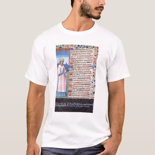 Camiseta Texto del Magnificat con un retrato de (Anverso)