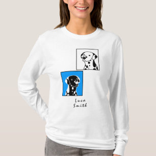 CAMISETA TEXTO DEL MARCO AZUL DE PERROS BLANCOS Y NEGROS CU