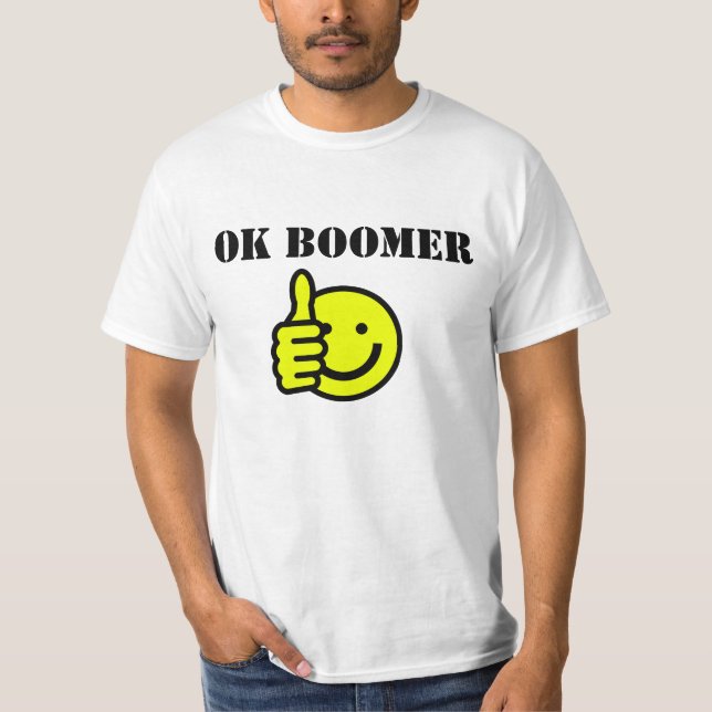 Camiseta Texto del Personalizado Boomer Amarillo Face Feliz (Anverso)