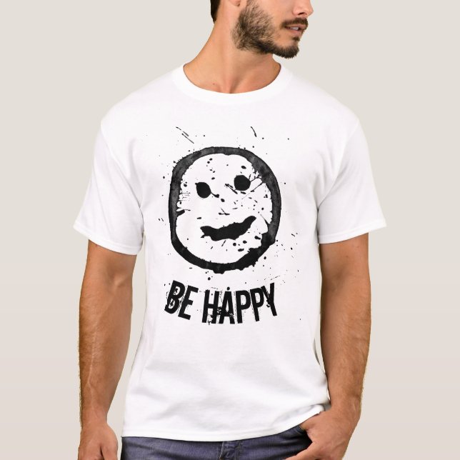 Camiseta Texto del Personalizado de la cara de Guay Be Happ (Anverso)