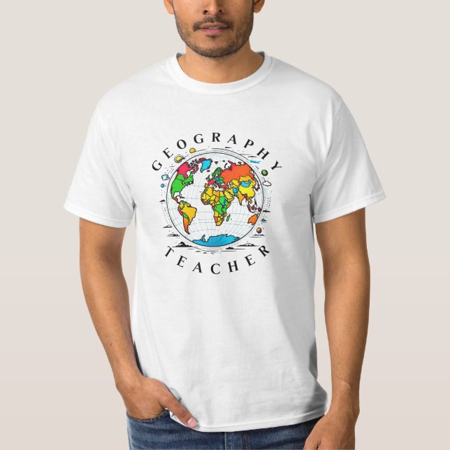 Camiseta Texto del profesor de geografía con gráfico de glo (Anverso)