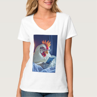 Camiseta Texto divertido de pollo en celular