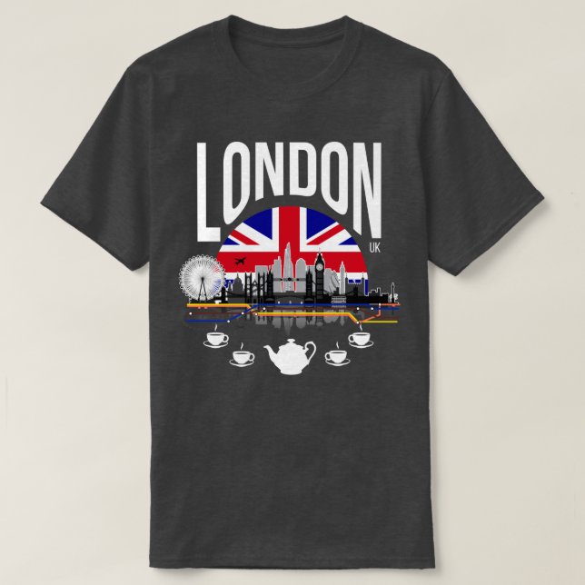 Camiseta Texto en blanco de Londres (Diseño del anverso)