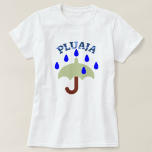 Camiseta Texto en dálmata: pluaja y lluvia y paraguas