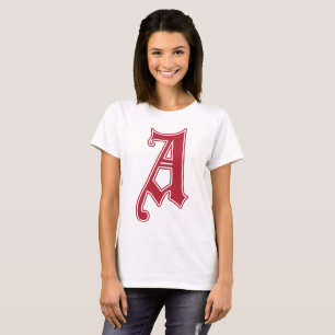 Camiseta Texto en inglés Monograma gótico letra A