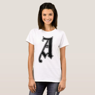 Camiseta Texto en inglés Monograma gótico letra A