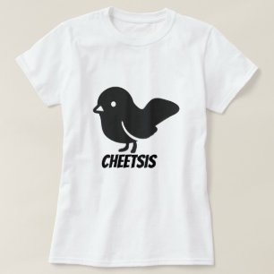 Camiseta Texto en Mahican: cheetsis y un pájaro negro