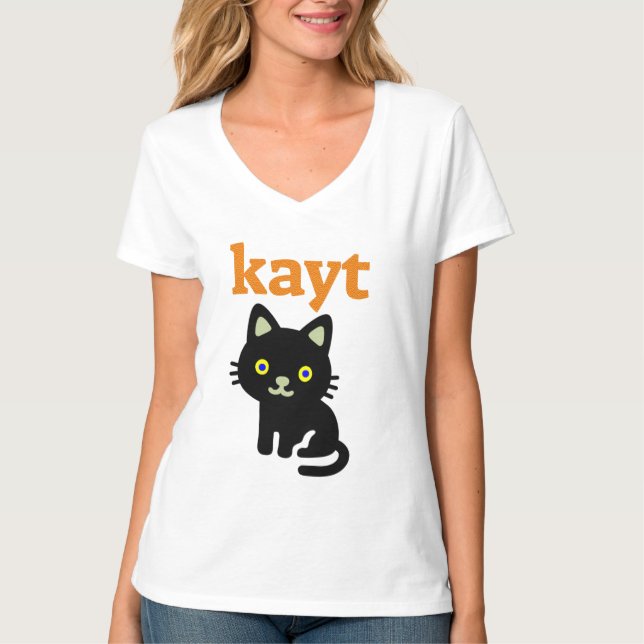 Camiseta Texto en manés: kayt y gato negro (Anverso)