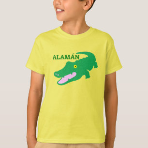 Camiseta Texto en Pijao: Alamán y cocodrilo verde