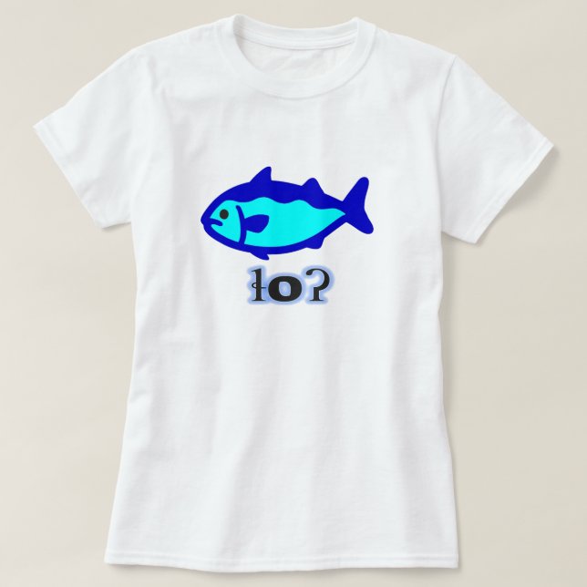 Camiseta Texto en Tsetsaut: ɬ oʔ y un pez azul (Diseño del anverso)