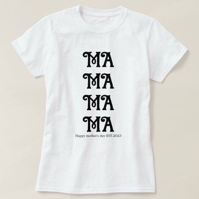 Camiseta Texto genial Negro y blanco Mamá (Diseño del anverso)