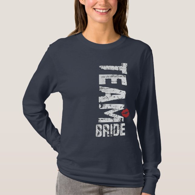 Camiseta Texto grueso de la novia del equipo (Anverso)