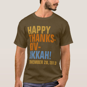 Camiseta Texto intrépido de Thanksgivukkah 2013 felices