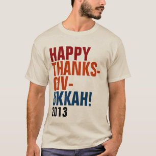 Camiseta Texto intrépido de Thanksgivukkah 2013 felices