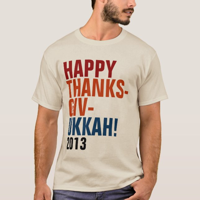 Camiseta Texto intrépido de Thanksgivukkah 2013 felices (Anverso)
