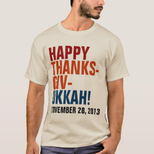 Camiseta Texto intrépido de Thanksgivukkah 2013 felices