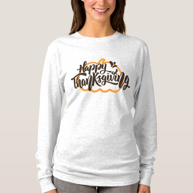 Camiseta Texto lindo sobre calabaza para Acción de Gracias (Anverso)