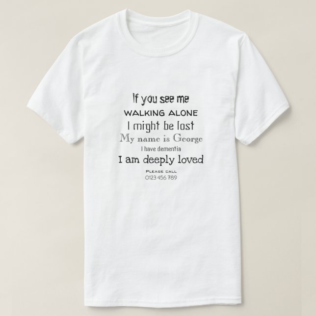 Camiseta Texto negro dementista (Diseño del anverso)