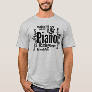 Camiseta Texto negro en nube de palabras de piano