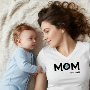 Camiseta Texto negro establecido Mamá corazón doble azul