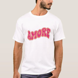 Camiseta Texto Ondulado Groovy AMORE Retro 70s San Valentín