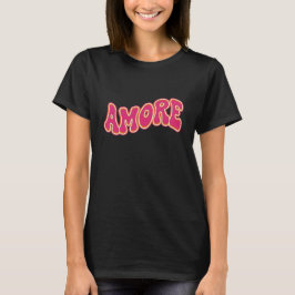 Camiseta Texto Ondulado Groovy AMORE Retro 70s San Valentín