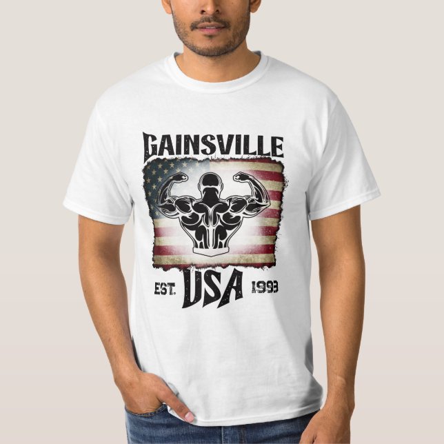 Camiseta Texto oscuro Gainsville Bandera de Estados Unidos  (Anverso)