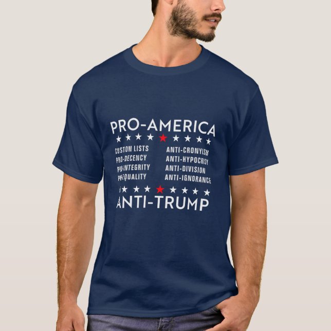Camiseta Texto Personalizado anti-Trump pro-Estados Unidos (Anverso)