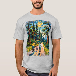 Camiseta Texto personalizado Bosque de Redwood Familia Cicl