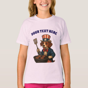Camiseta Texto personalizado Cachorro Americano BBQ a la pa