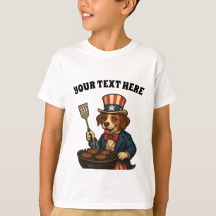 Camiseta Texto personalizado Cachorro Americano BBQ a la pa