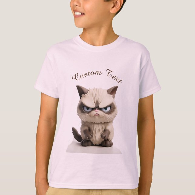 Camiseta Texto personalizado con gato gruñón (Anverso)