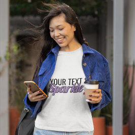 Camiseta texto personalizado Efecto purpurina parkle morado