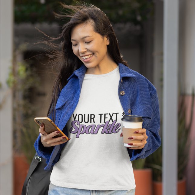 Camiseta texto personalizado Efecto purpurina parkle morado (Daily sparkle!)