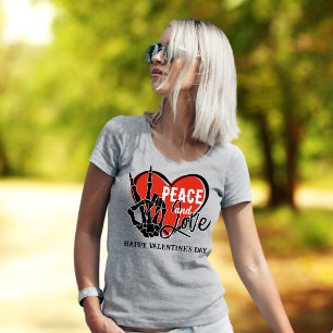 Camiseta Texto personalizado Mano de esqueleto moderna Paz 