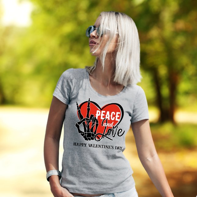 Camiseta Texto personalizado Mano de esqueleto moderna Paz  (Subido por el creador)
