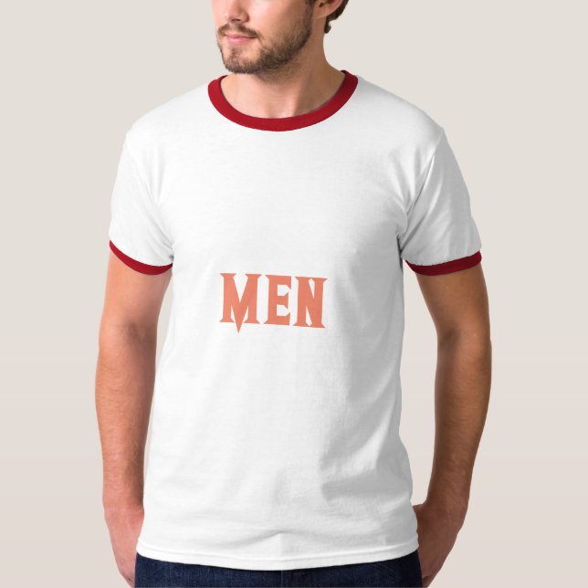 Camiseta Texto Personalizado masculino Color salmón Ringer  (Anverso)