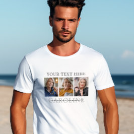 Camiseta Texto Personalizado Moderno de 3 Fotos para Funera