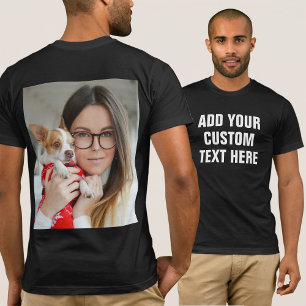 Camiseta Texto personalizado o nombre y foto en la parte po