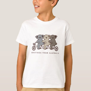Camiseta Texto personalizado Tres Koalas en tándem