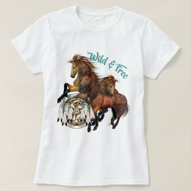Camiseta Texto personalizado tres sementales silvestres y c (Diseño del anverso)