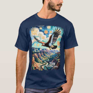 Camiseta Texto personalizado Vibrante Cañón Zion Pájaro Cón