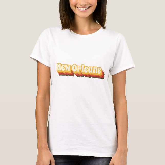 Camiseta Texto retro de Nueva Orleans (Anverso)