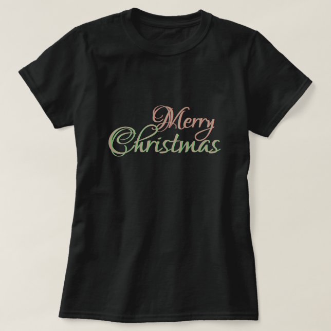 Camiseta Texto rojo del oro del verde de las Felices (Diseño del anverso)