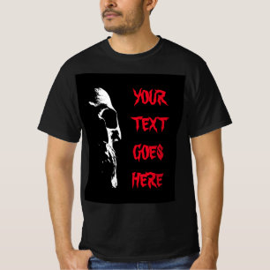 Camiseta Texto Rojo Molesto Mens Halloween Skull Negro
