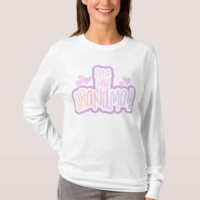 Camiseta Texto rosado soy una nueva abuela (Anverso)