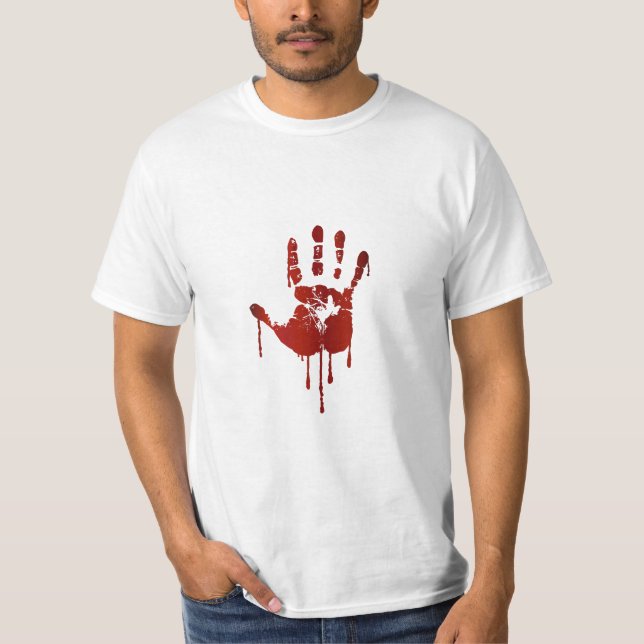 Camiseta Texto sangriento de la mano el | de Halloween en (Anverso)