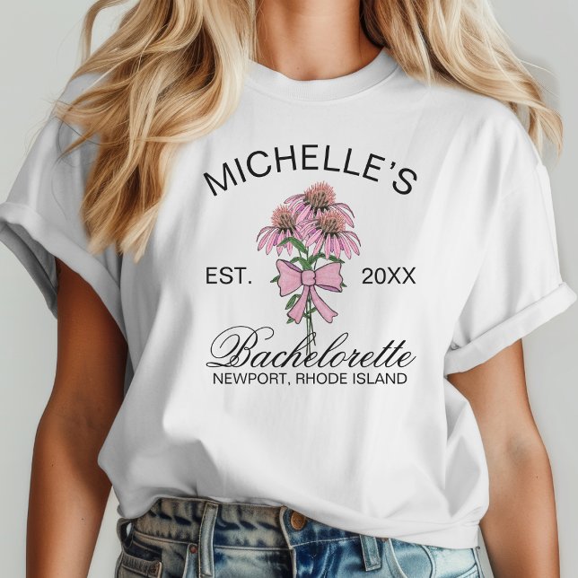 Camiseta Texto sencillo moderno bachillerato con flores ros (Subido por el creador)