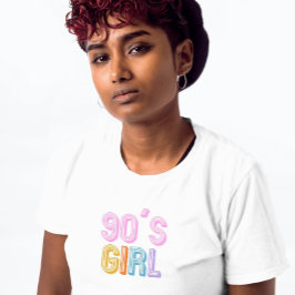 Camiseta Texto simple y chica de los años 90 blanco moderno