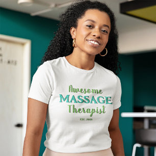 Camiseta Texto verde Verde azulado terapista de masaje auda